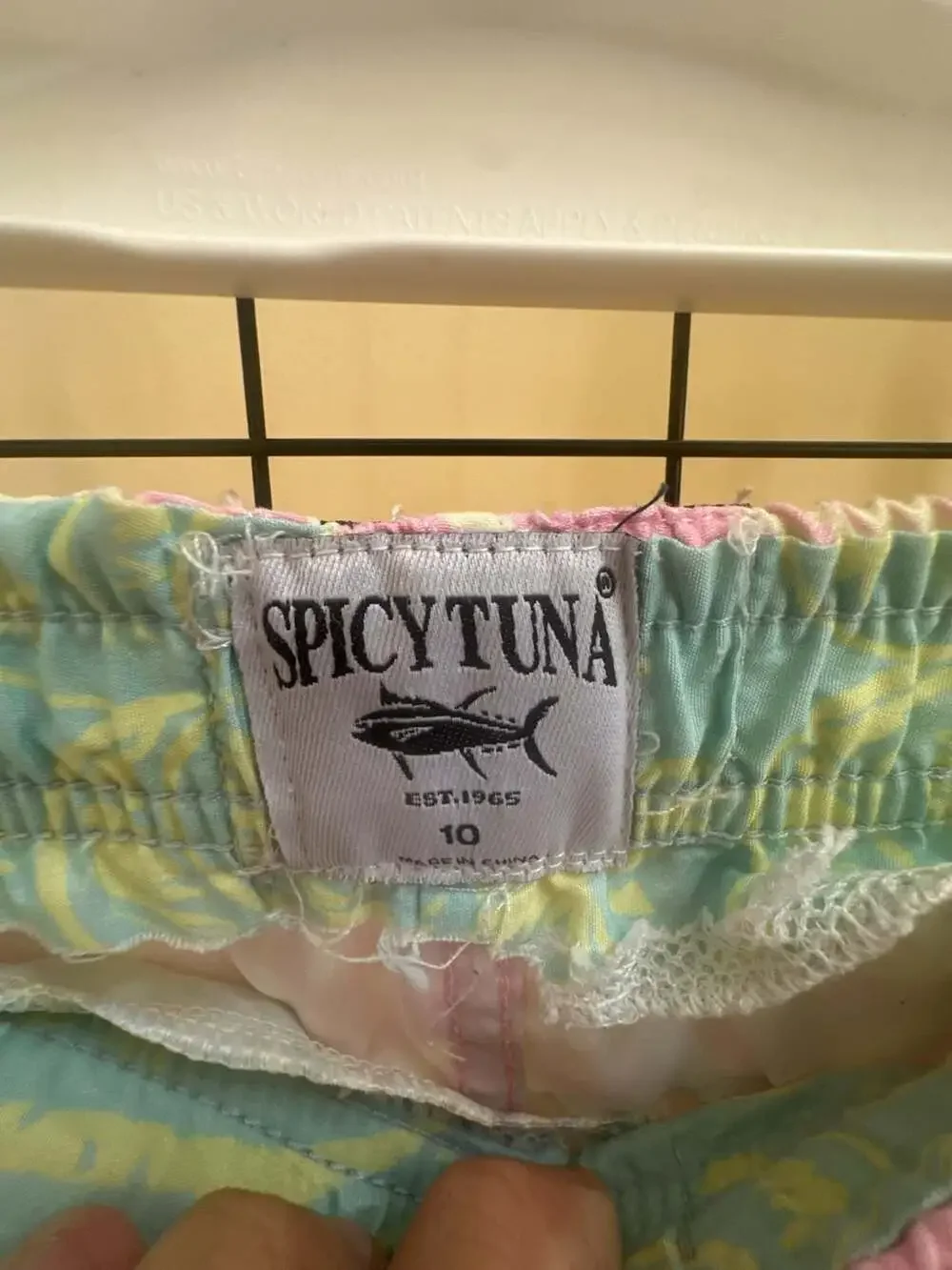 Spicy Tuna Pink Palm Tree Print Boys Swim Trunks Size 10